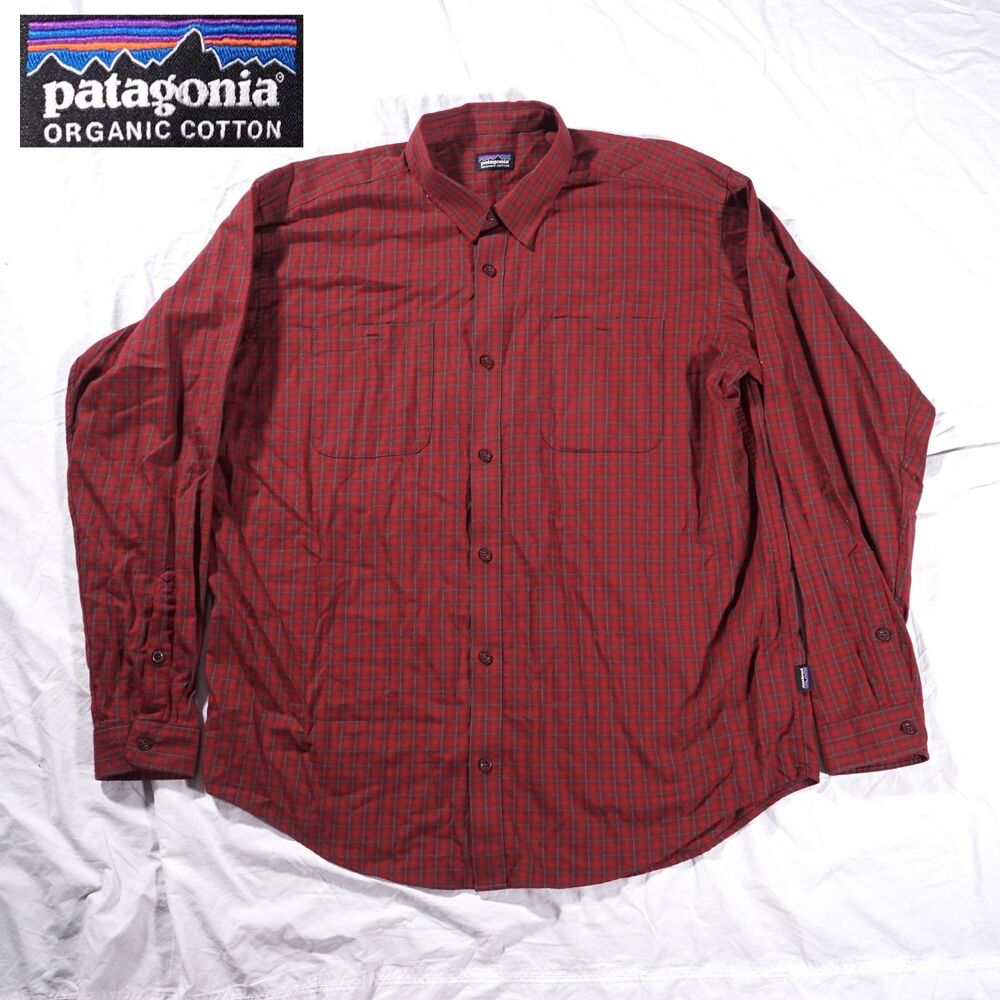 Patagonia Organic Cotton Flannel Shirt Red Fits Mens XXL See Measurements